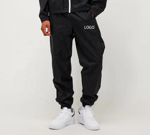 Новый легкий нейлоновый мужской пиджак и брюки из полиэстера на молнии плюс размер куртки с капюшоном Спортивные штаны комплект спортивный костюм - Product Image 3