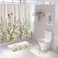 Ensembles de rideaux de douche de salle de bain imprimés de fleurs imperméables au design simple en gros