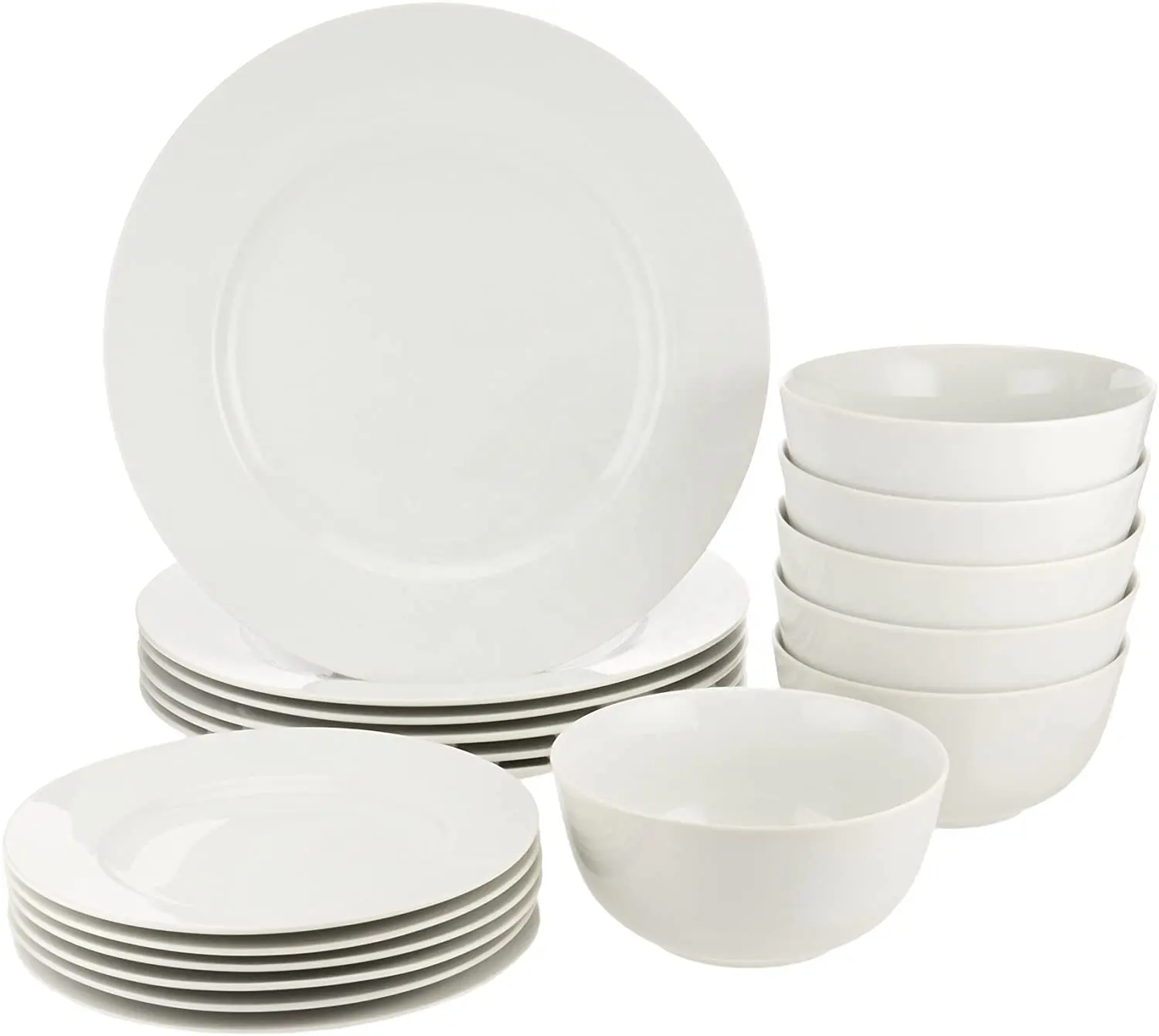 18 Stuk 8 Inch Elegante Witte Keuken Custom Melamine Platen Servies Sets Melamine Gerechten Kommen