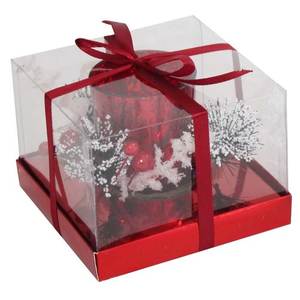 Bougie en verre rouge de luxe de 14 oz avec impression en relief, logo personnalisable, porte-bougie votif de luxe - forme carrée/ovale - Product Image 2