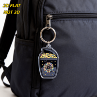 Porte-clés Gothique en forme de coupelle de crème glacée noire avec confettis, parapluie et mandala en vitrail, breloque en acrylique pour clés, sacs, sacs à dos