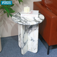 Table d'appoint moderne en marbre blanc Arabescato 100% naturel, imperméable et durable, pour appartement, villa, hôtel, salle à manger, chambre