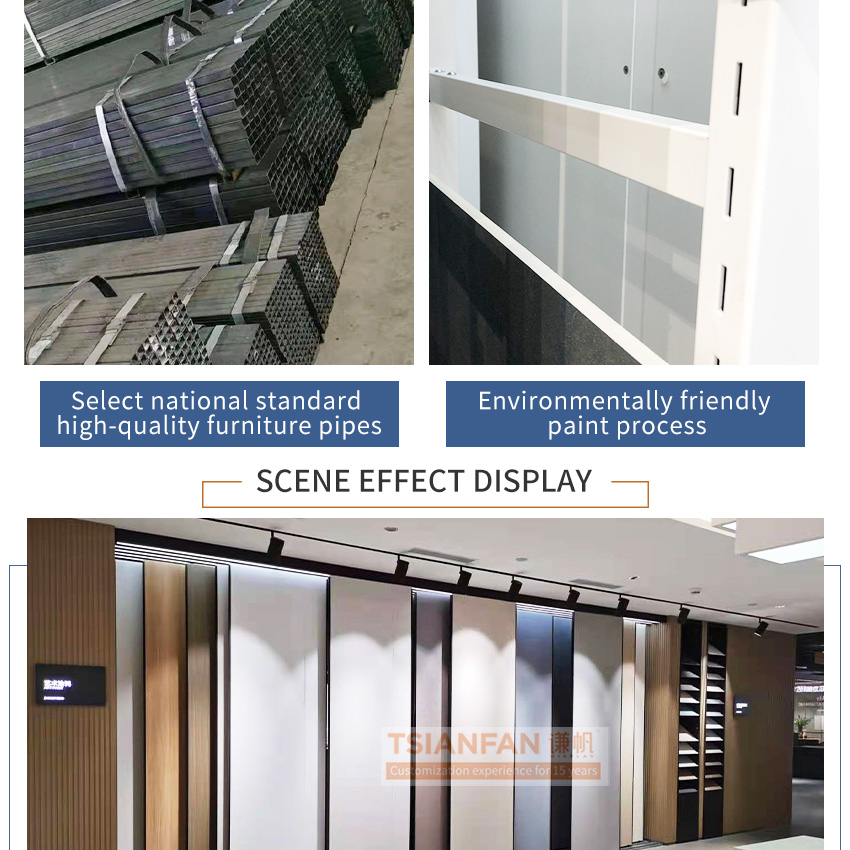 New design large metal horizontal push-pull fram showroom slate granite quartz sample artificial stone display rack