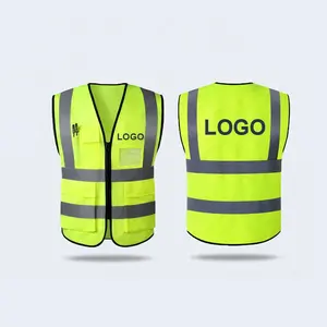 Biểu Tượng Tùy Chỉnh Xây Dựng An Ninh An Toàn Vest Phản Quang Quần Áo Phản Xạ An Toàn Hi VIS Vest Với Túi