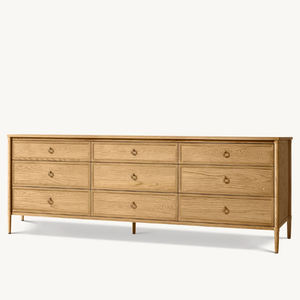 <span class=keywords><strong>Commode</strong></span> RH FRANCOIS à 9 tiroirs, <span class=keywords><strong>commode</strong></span> en bois clair avec un design à trois colonnes et des pieds effilés, armoire de rangement moderne - Product Image 3