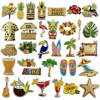 Ensemble d'insignes d'élément de plage Hawaii personnalisé oiseaux fleurs feuilles icônes de noix de coco île tropicale souvenirs touristiques boutiques cadeaux de vacances