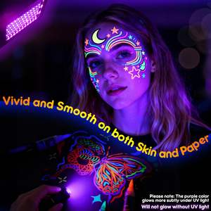 Flysea 8 Leuchtende Permanent-Körperfarbe UV-Neon Gesichtsfarbe Gesichtsmalstifte Tattoo-Marker Haut Festival Essentials Halloween - Product Image 3