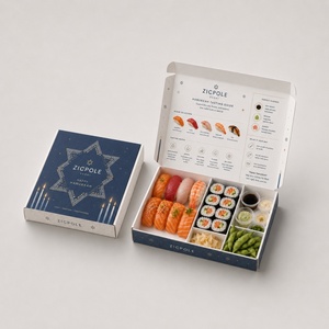 Boîte <span class=keywords><strong>à</strong></span> <span class=keywords><strong>sushi</strong></span> recyclable personnalisée avec logo, six compartiments, pour la livraison de maki et autres plats <span class=keywords><strong>à</strong></span> emporter - Product Image 2