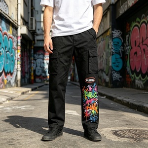 ODE Private Label <b>Pants</b> Manufacturer Custom Screen Print Streetwear Heavyweight <b>Oversized</b> Baggy Graffiti Print Men's <b>Cargo</b> <b>Pants</b> - Product Image 3