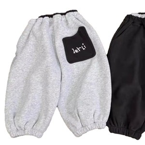 Children's Fleece Lined Sweatpants Gray Black Loose Fit Autumn Winter Boys Girls Pants Cotton Material NT1348 - Product Image 5