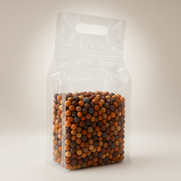 Sachet refermable à fermeture éclair en PE transparent de qualité alimentaire, à huit soudures latérales, avec poignée, pour chewing-gum, chips, noix, aliments pour animaux de compagnie