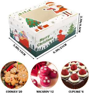36pcs <b>Christmas</b> Cookie <b>Boxes</b> Bakery Treat Gift Box with Window for Pastries Cupcakes Candy and Party Favor 8.3x5.9x3.7 Inches - Product Image 3