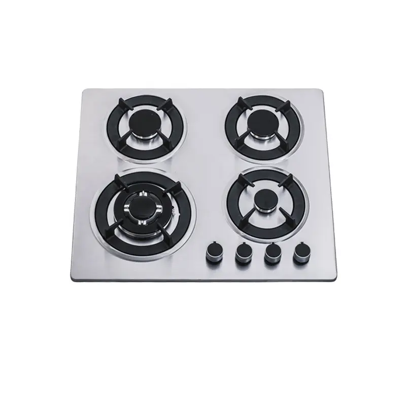 6mm Stainless Steel Appliance Kitchen Recessed Cast Iron Gas Hob 4 Burner Table Top Gas Stove