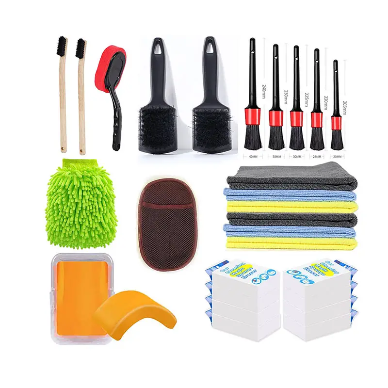 Kit de nettoyage de voiture, brosse de polissage, accessoires de lavage, Kit d'outils de nettoyage de voiture 12 pièces