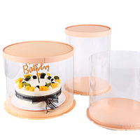 Boîtes à gâteaux miniatures rondes en plastique transparent imprimées UV recyclables personnalisées avec ruban en satin, emballage pour pâtisserie, pour mousse, desserts d'anniversaire