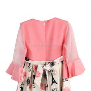 Muslim Elasali Summer New Model Oem Elegant Flare Sleeve Kids Flower Waistcoat Clothes Baby Girls Dress 10 Years High Quality - Product Image 5