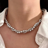 2024 Nieuwe Idee Luxe Speciale Zilveren Legering En Glazen Parels Ketting Bling Bling Parels Geschenken Voor Meisjes Valentijn Sieraden