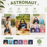 Sac à déjeuner isotherme pour enfants avec motif d'astronaute - Tissu Oxford, doublure en aluminium, fermeture éclair durable et écologique de 5 pouces