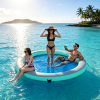 Plateforme aquatique gonflable personnalisée, hamac gonflable rond avec filet pour activités aquatiques en famille