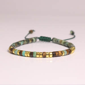 Pulsera de Turquesa Africana Natural, Ojo de Tigre y Musgo, Tejida a Mano, Ajustable, Estilo Picasso EmperorJewelry para Mujeres y Hombres, Uso Diario - Product Image 1