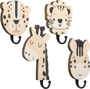 Safari Animal Crochets Muraux Décoratifs En Bois <span class=keywords><strong>Jungle</strong></span> Animal Pépinière Crochets Bois Girafe Lion Cintre pour Pépinière - Product Image 1