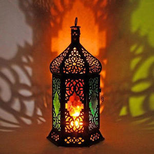 Ornamental Iron Lantern with Traditional Vintage Design and Heat Resistant Exterior Finish - Product Image 2