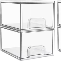 Xin Hua Display Lot de 4 tiroirs de rangement empilables transparents de 4,4'' de hauteur en acrylique, présentoir moderne pour vêtements sur comptoir