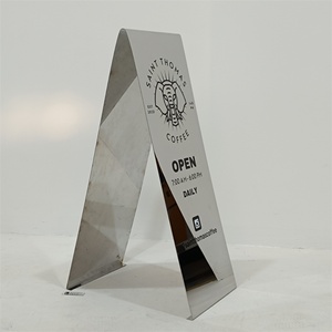 Outdoor Floor Weighted Metal A-<b>frame</b> Signs Mirror Stainless Steel Stand Sign Shop Door Standing Custom a <b>Frame</b> Sandwich Board - Product Image 3