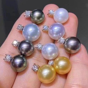 Accessoires en perles DIY, boucles d'oreilles en argent S925 avec perles rondes de 8 à 11 mm, 22512DIY, support d'oreille creux pour perles argentées - Product Image 1