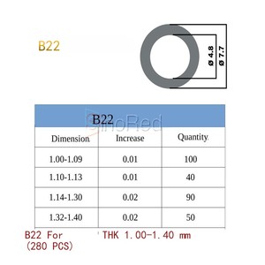 <span class=keywords><strong>Berserk</strong></span> - Juego de <span class=keywords><strong>280</strong></span> Separadores Ajustables B22 para Inyectores Diésel THK de 1.00-1.40 mm - Product Image 5
