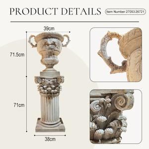 Urne de jardinage verticale à double poignée, style vintage, en magnésie, avec piédestal cannelé, motif homme vert, pour intérieur et extérieur, décoration de villa, fabrication OEM - Product Image 4