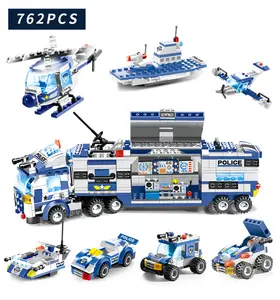 762 pcs शहर पुलिस स्टेशन स्वाट इमारत ब्लॉकों कार हेलीकाप्टर शहर घर ट्रक ब्लॉक रचनात्मक ईंटों खिलौने बच्चों लड़कों के लिए