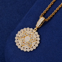 Colgante Religioso Estrella de David Hip Hop de Plata de Ley 925 Bañado en Oro con Moissanita VVS Baguette Iced Out, Joyería Compatible con OEM