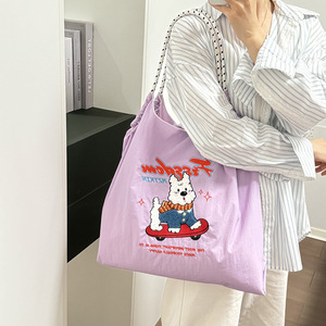 Borsa a tracolla da donna in tela con ricamo stile giapponese, per studentesse, per lezioni private, porta libri, con chiusura a cerniera - Product Image 4