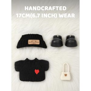 4 pièces mignon élégant Crochet poupée vêtements ensemble pour 17cm peluche poupées comprend chapeau robe sac à dos chaussures - Product Image 3