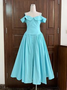 AELESEEN 2025 printemps été femmes douce longue robe femmes Design mode hors de l'épaule Slash cou taille haute mince élégant - Product Image 3