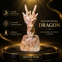 Figurine en pierre précieuse de style chinois, sculptée à la main, en cristal naturel rouge, motif dragon, polie, pour décoration intérieure, objet de collection, cadeau