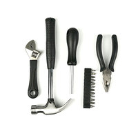 Kit d'outils à main pour la maison, marteau à griffes, clé à molette réglable, pinces combinées, jeu de tournevis, boîte de rangement, outils à main portables pour le bricolage