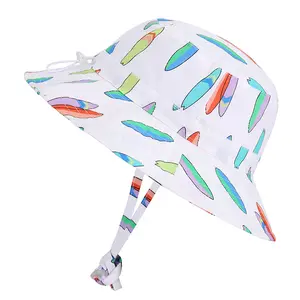 하이 퀄리티 면화 풍경 인쇄 버킷 모자 조정 가능한 문자열 여름 태양 보호 아기 태양 모자