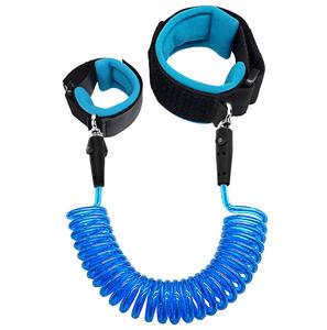 Harnais anti-perte pour enfant, laisse de sécurité, lien de poignet, corde en néoprène PU souple, 1,5 m, bleu/orange, logo personnalisé disponible, pour tout-petits - Product Image 1