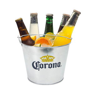 Xô Đá Thiếc Kim Loại Mạ Kẽm Tròn 5L Với Logo Tùy Chỉnh Cho <span class=keywords><strong>6</strong></span> Chai Bia Khuyến Mãi - Product Image 2