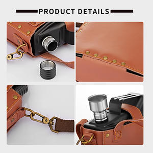 Brocca di vino russo, acciaio inossidabile 316, portatile, cuoio genuino addensato, bottiglia di spirito bianco da 88 once, grande capacità all'aperto - Product Image 5