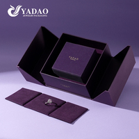 Boîte à bijoux de luxe YADAO, double porte, boîte extérieure en papier violet, boîte intérieure en simili cuir avec insert amovible multifonctionnel