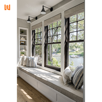 Ventanas corredizas verticales de elevación directa de fábrica WANJIA, ventanas de aluminio de un solo lado, ventanas de vidrio de doble caída