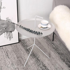 Mesa de centro pequeña de estilo nórdico con superficie metálica, mesa para sombrilla, mesa auxiliar portátil moderna para sala de estar - Product Image 2