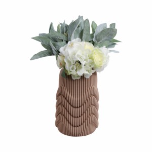 Vaso in porcellana scanalato arrotondato, moderno vaso in gres per fiori, per soggiorno, camera da letto, tavolo, ufficio, decorazione - Product Image 2