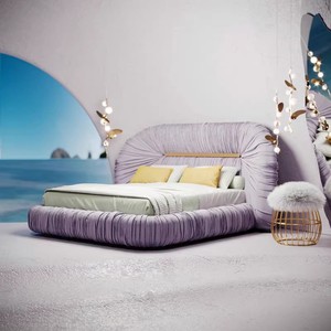 Italiano di lusso di fascia alta su misura in tessuto camera da <span class=keywords><strong>letto</strong></span> Design pieghettato <span class=keywords><strong>letto</strong></span> Hotel Villa 1.5 1.8 metri re grande <span class=keywords><strong>testiera</strong></span> <span class=keywords><strong>letto</strong></span> <span class=keywords><strong>matrimoniale</strong></span> - Product Image 3