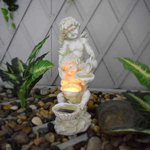 Fontaine solaire décorative en résine pour jardin, lumière LED solaire, décoration extérieure pour patio et pelouse - Product Image 2