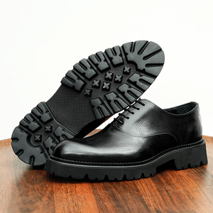 Chaussures habillées de luxe pour hommes, nouvelle tendance, à bout carré, en cuir véritable, de haute qualité, pour le bureau, antidérapantes, en caoutchouc - Product Image 5