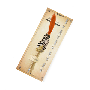 <span class=keywords><strong>Stylo</strong></span> plume <span class=keywords><strong>mont</strong></span>é sur carte de vente chaude plume créative colorée à la main avec plume remplaçable pour l'écriture scolaire - Product Image 3